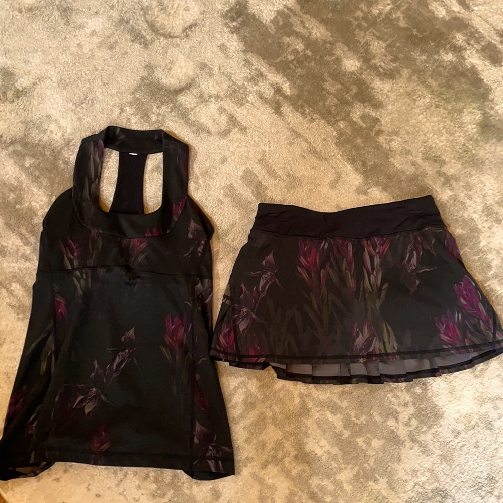 Lululemon skirt and tank black midnight iris